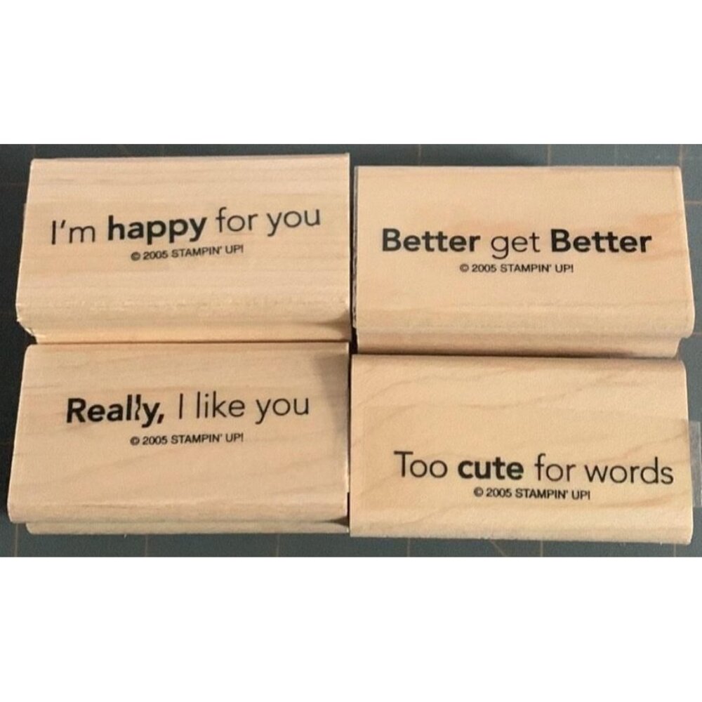 Stampin Up Quick-Thinking Rubber Stamp Set Sentiments 2005 Wood Mount